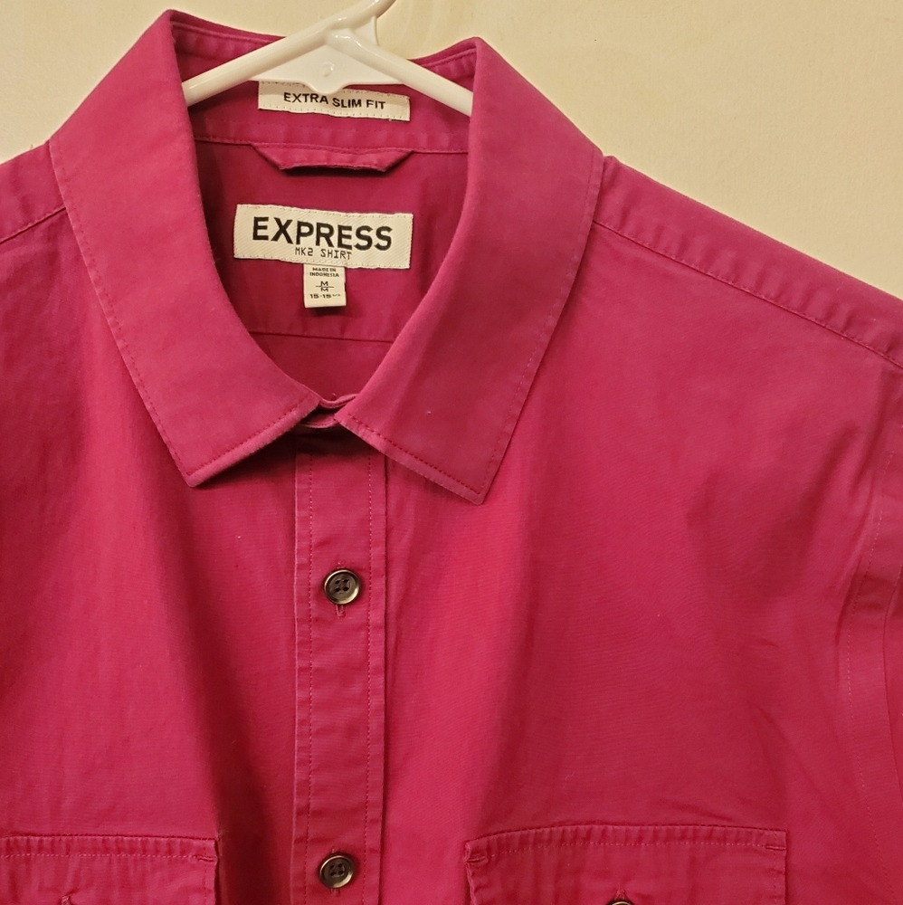 Express Men's Pink Button-Up Shirt